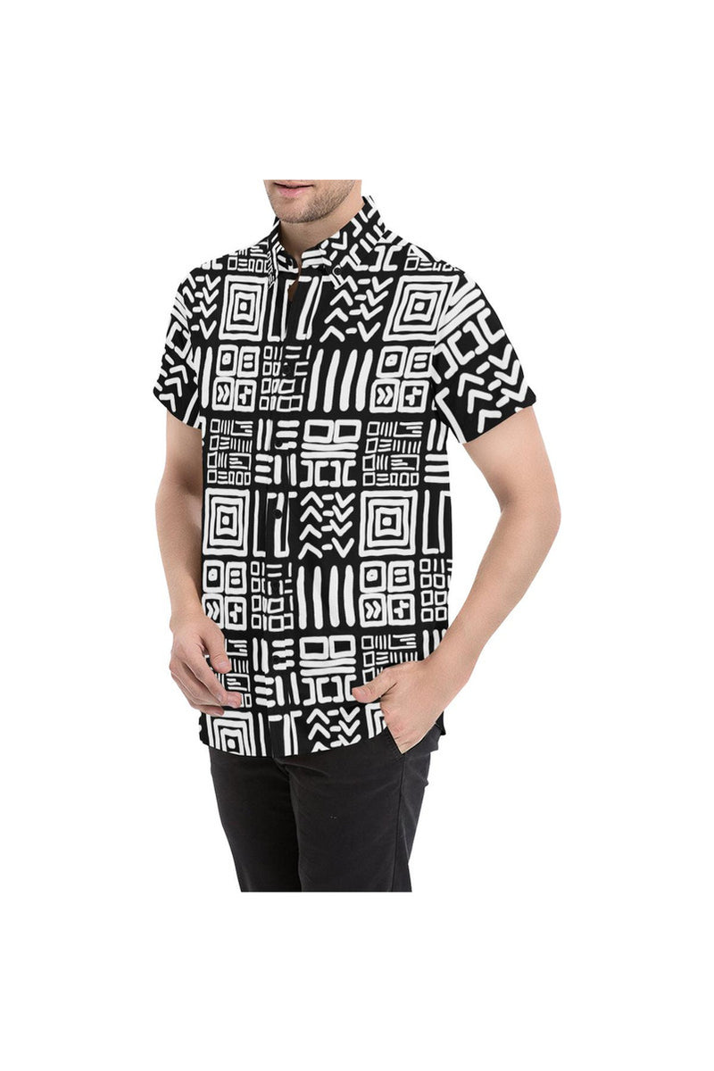 Tribal Large Men's All Over Print Short Sleeve Shirt/Large Size - Objet D'Art