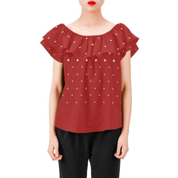 All Heart Women's Off Shoulder Blouse with Ruffle - Objet D'Art Online Retail Store