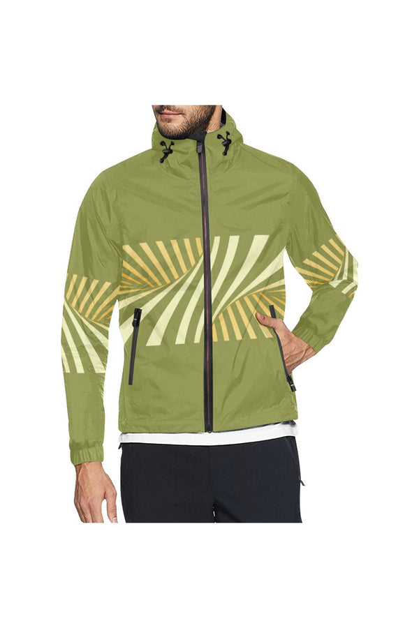 Pepper Stem Green & Aspen Gold Illusion All Over Print Windbreaker for Men (Model H23) - Objet D'Art