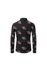 Midnight Black Floral Men's All Over Print Casual Dress Shirt (Model T61) - Objet D'Art