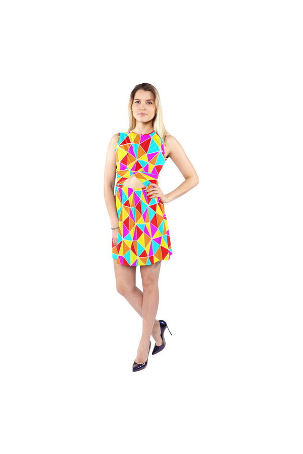 Fiesta Time Sleeveless Cutout Waist Knotted Dress - Objet D'Art