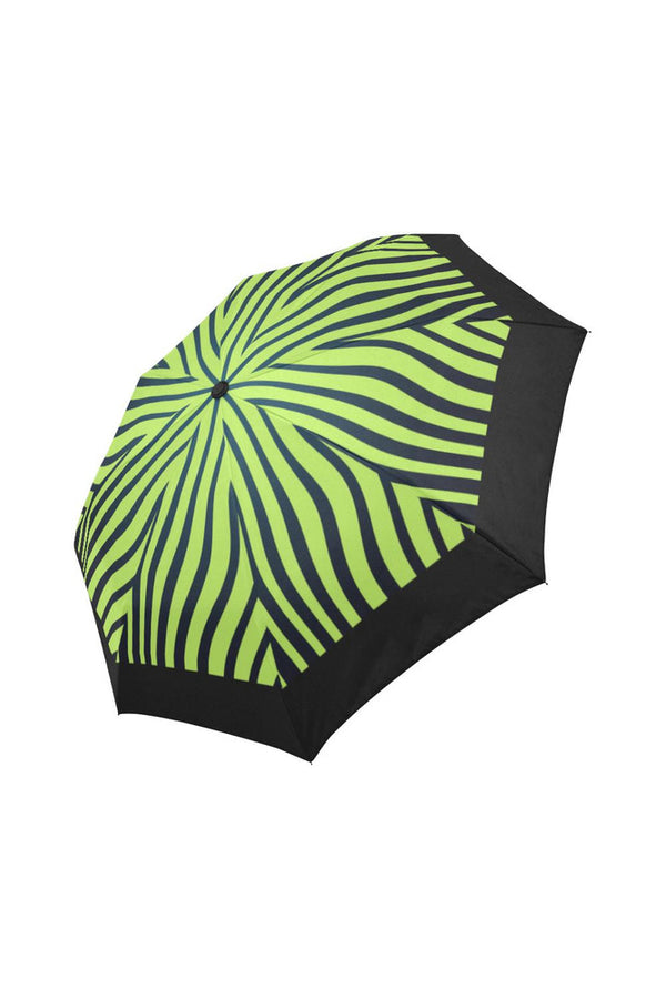 Lime Green Zebra Print Auto-Foldable Umbrella - Objet D'Art