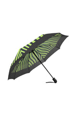 Lime Green Zebra Print Auto-Foldable Umbrella - Objet D'Art