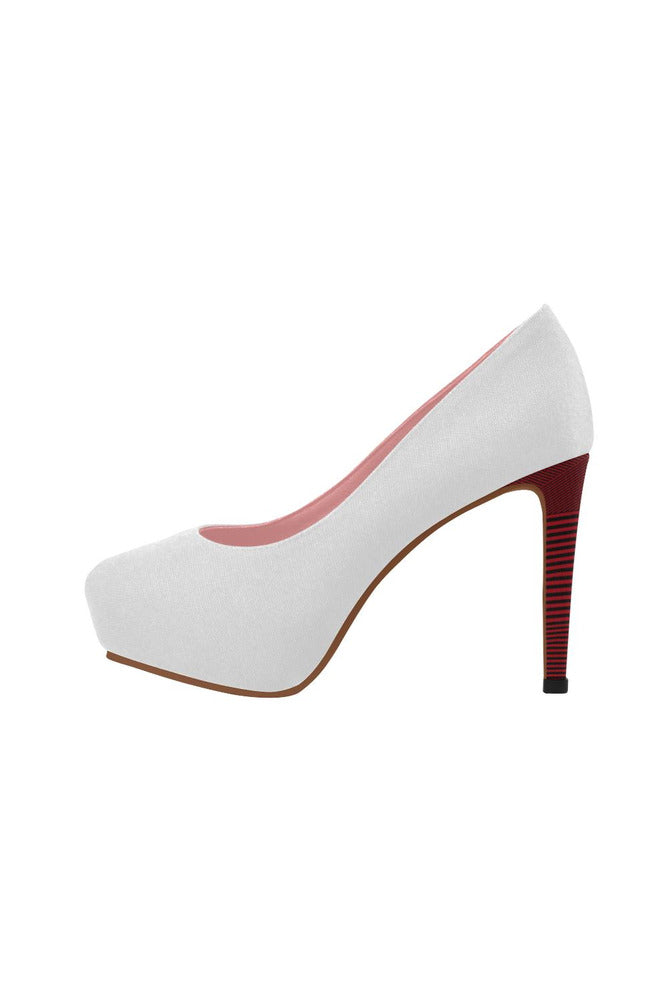 Crimson Heel Accented White Women's High Heels - Objet D'Art