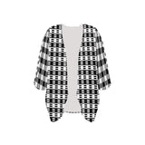 bw dash print Women's Kimono Chiffon Cover Up (Model H51) - Objet D'Art