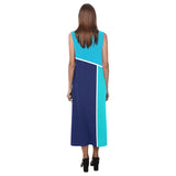 ink blue print 2 Phaedra Sleeveless Open Fork Long Dress (Model D08) - Objet D'Art
