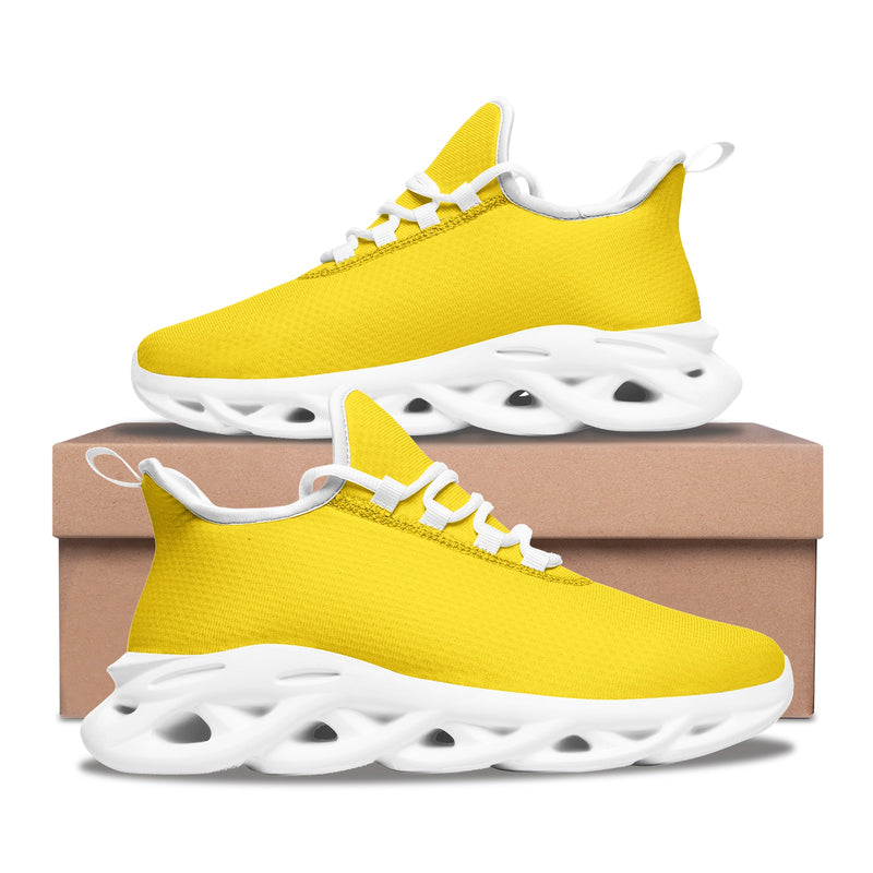 Yellow Cadmium Unisex Bounce Mesh Knit Sneakers - Objet D'Art