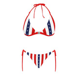 stars and stripes print 2 Buckle Front Halter Bikini Swimsuit (Model S08) - Objet D'Art