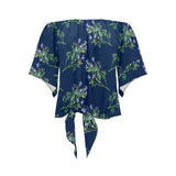 lavend print 2 Off Shoulder Knot Front Blouse (Model T71) - Objet D'Art