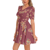 Tiger Lily Short Sleeve Ruched Bust Flared Hem Dress - Objet D'Art