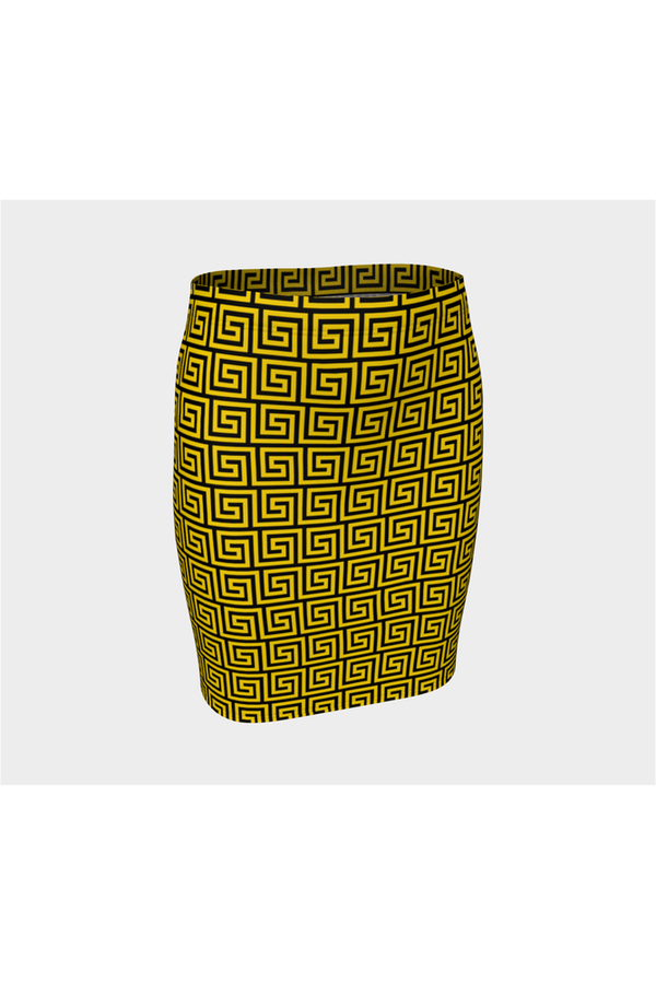 Gold Greek Key Fitted Skirt - Objet D'Art Online Retail Store