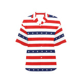 stars and stripes stripe horizontal print All Over Print Hawaiian Shirt for Women (Model T58) - Objet D'Art