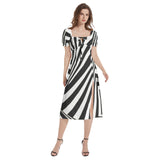 Puff Sleeve Split Thigh Midi Dress - Objet D'Art