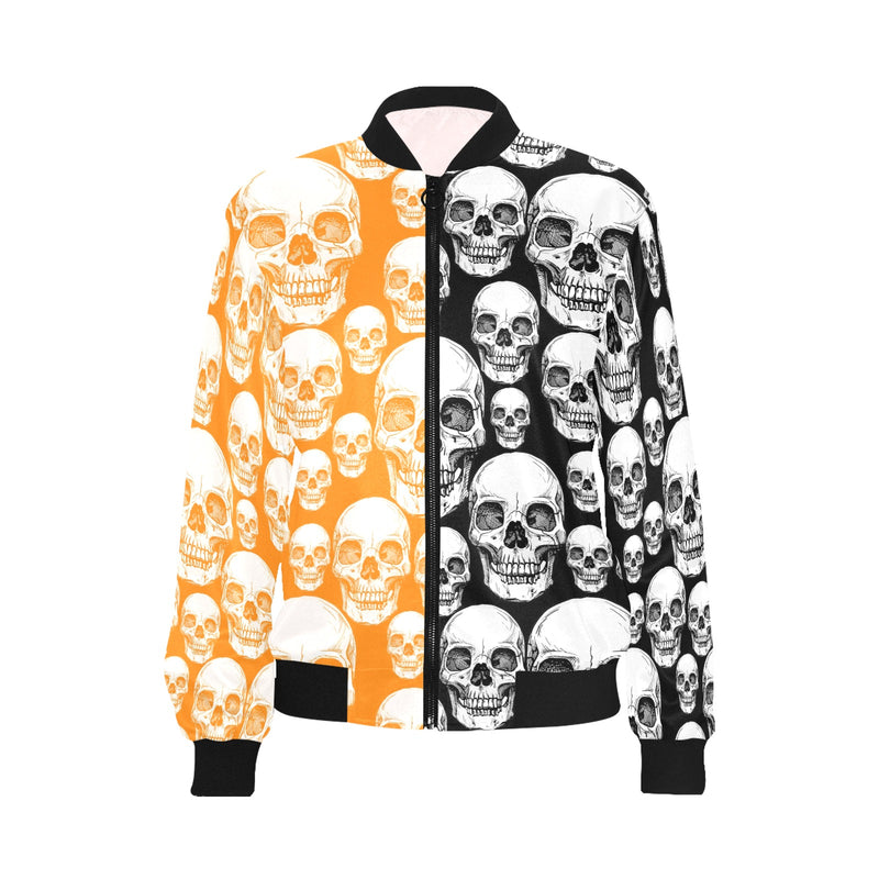 reverse orange black skull nation hoodie print 2A All Over Print Bomber Jacket for Women (Model H36) - Objet D'Art