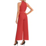 Halter Neck Buckle Belted Jumpsuit - Objet D'Art