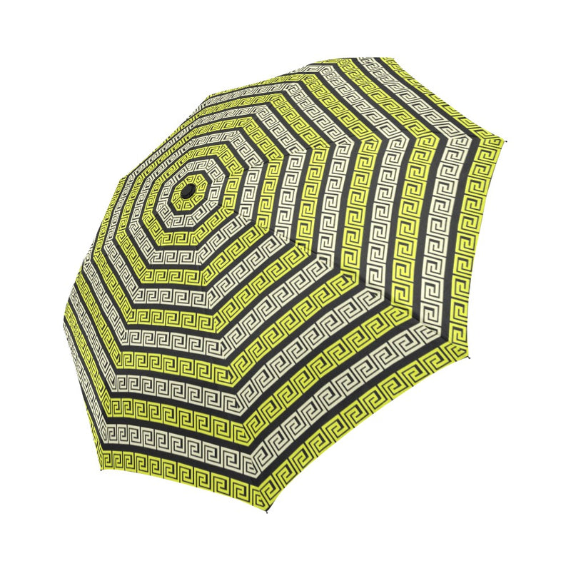 yellow greek key umbrella print Auto-Foldable Umbrella (Model U04) - Objet D'Art