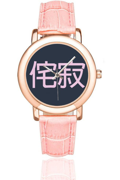 Wabi-Sabi Women's Rose Gold Leather Strap Watch - Objet D'Art