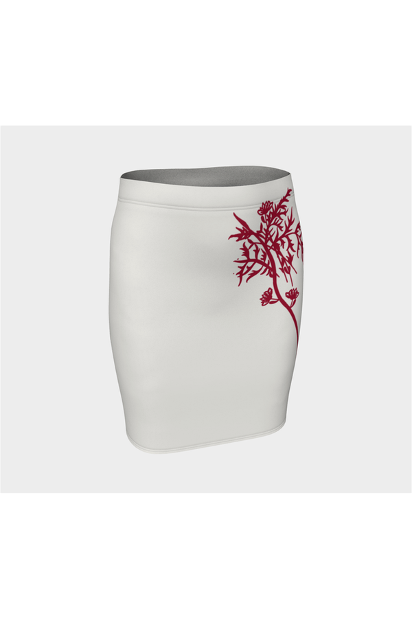 Coral Orange Flower Fitted Skirt - Objet D'Art