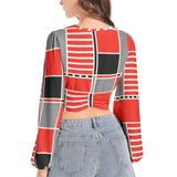 Women's Deep V-Neck Lantern Sleeve Crop Top - Objet D'Art