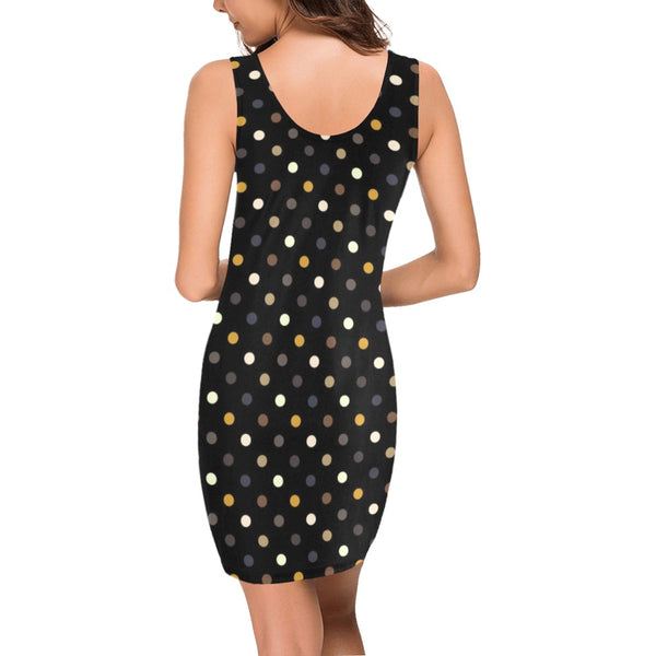 earthtone polka dot print 4A Medea Vest Dress (Model D06) - Objet D'Art