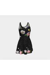 Floral Polka Dot Flare Dress - Objet D'Art
