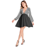 Lantern Sleeve Deep V-Neck Short Dress - Objet D'Art