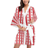 gingham red print Kimono Robe - Objet D'Art
