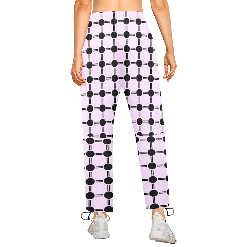 lav dot dash print Women's Quick Dry Cargo Sweatpants (Model L65) - Objet D'Art