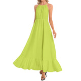 Ruffle Hem Halter Neck Maxi Dress - Objet D'Art