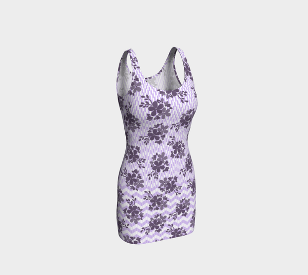 Lavendar Florals Bodycon Dress - Objet D'Art