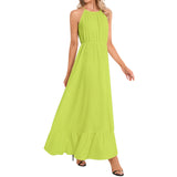 Ruffle Hem Halter Neck Maxi Dress - Objet D'Art