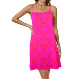 polka dot unique pattern print Drawstring Neck Sleeveless Dress (Model D68) - Objet D'Art