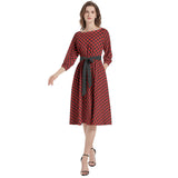 Buffalo Plaid Boat Neck Belted Flared Dress - Objet D'Art