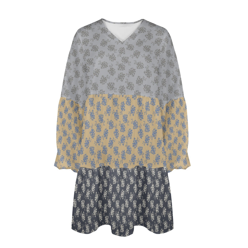 dark green print 2 copy-Recovered copy-Recovered (1) copy V-Neck Loose Fit Dress (Model D66) - Objet D'Art