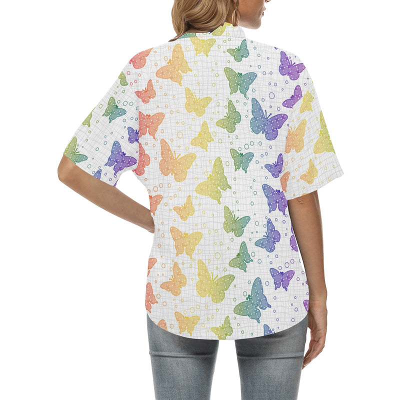 red hot hearts print All Over Print Hawaiian Shirt for Women (Model T58) - Objet D'Art