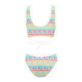 greek key print 2 A C Cross String Bikini Set (Model S29) - Objet D'Art