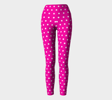 Fuchsia Polka Dots Yoga Leggings - Objet D'Art