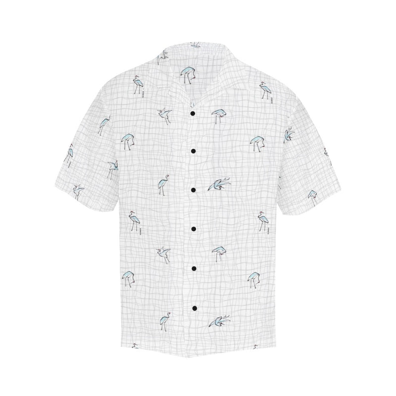 hokusai crane grid wavy print 2 Hawaiian Shirt (Model T58) - Objet D'Art