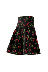 Cherry Print Women's Skater Skirt - Objet D'Art