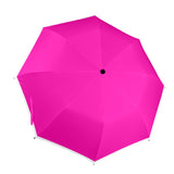 fuchsia print white border Semi-Automatic Foldable Umbrella (Model U12) - Objet D'Art