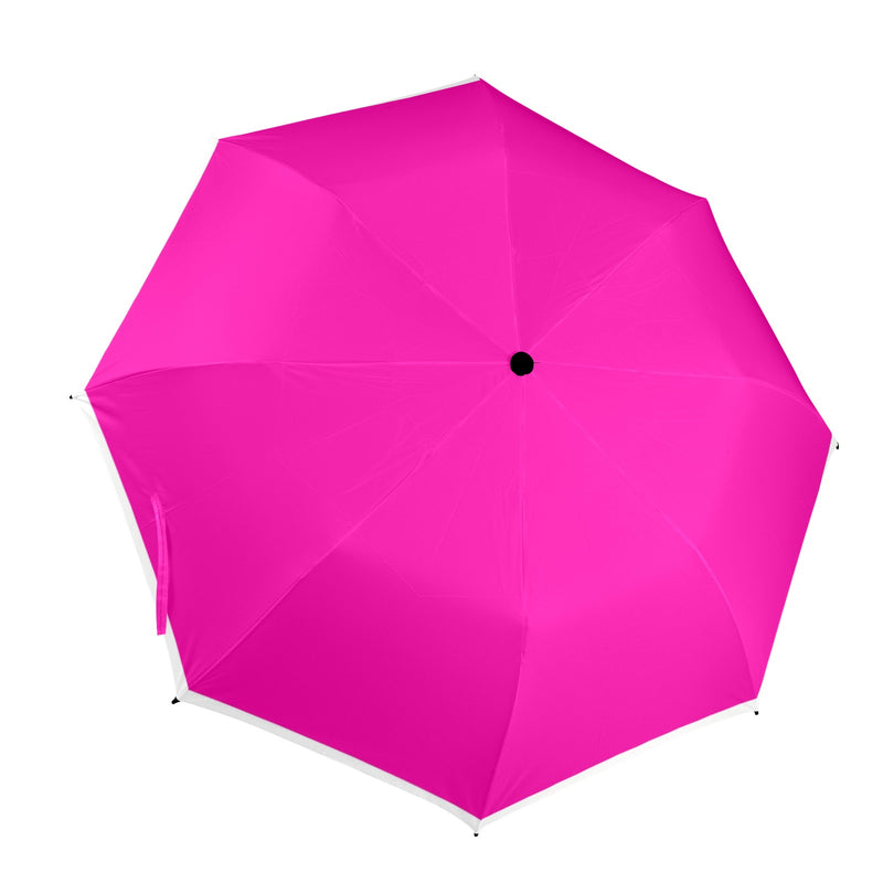 fuchsia print white border Semi-Automatic Foldable Umbrella (Model U12) - Objet D'Art
