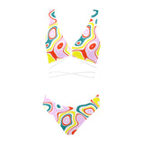 colored splat print 2 Cross String Bikini Set (Model S29) - Objet D'Art
