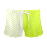 neon green hex white print 5 Men's Swim Trunks with Zipper Pocket (Model L71) - Objet D'Art