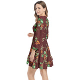 Nasturium Long Sleeve Tiered Ruffle Hem Elastic Waist Mini Dress - Objet D'Art