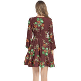 Nasturium Long Sleeve Tiered Ruffle Hem Elastic Waist Mini Dress - Objet D'Art
