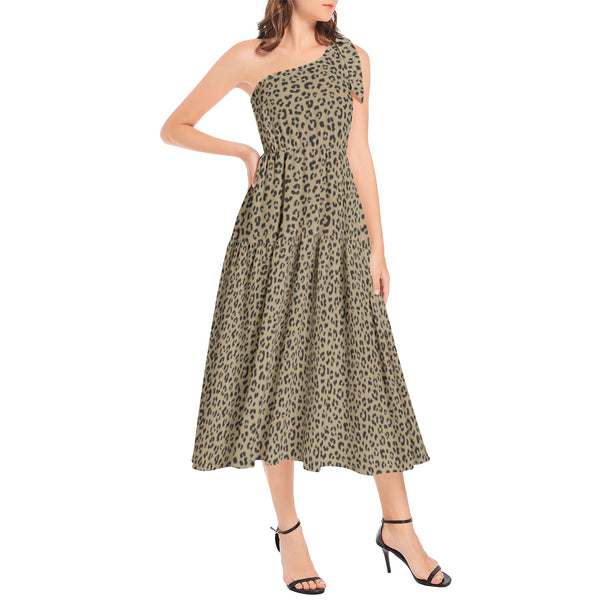 Ruffle Hem One Shoulder Midi Dress - Objet D'Art