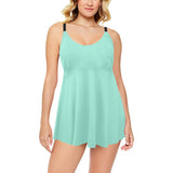 mint green 9k 2 Chest Pleat Swim Dress (Model S31) - Objet D'Art