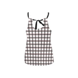 grid red gray print 2 Loose Fit Halter Neck Top (Model T68) - Objet D'Art