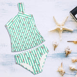 looking at you print 2 Women's One Shoulder Backless Swimsuit (Model S44) - Objet D'Art