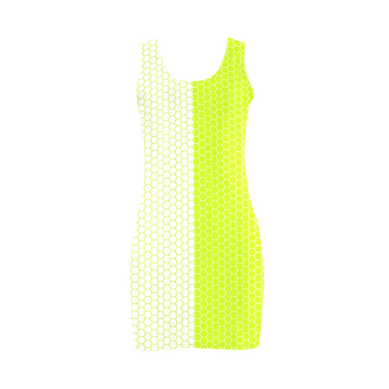 neon green hex white print 5 Medea Vest Dress (Model D06) - Objet D'Art
